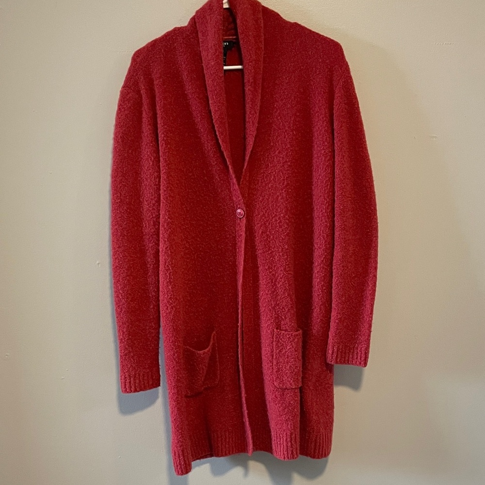 Olsen Europe Red Wool Blend Longline Duster  Cardigan  S/6